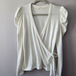 Jolie Ivory Wrap Blouse
